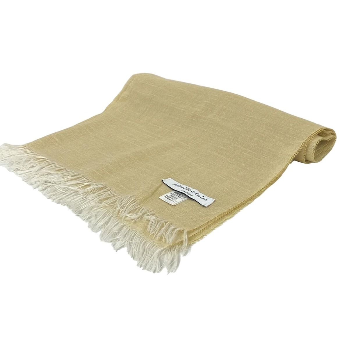 Joshua Ellis ジョシュアエリス ストール ショール - ライトイエロー×白 リネン ウール カシミヤ シルク