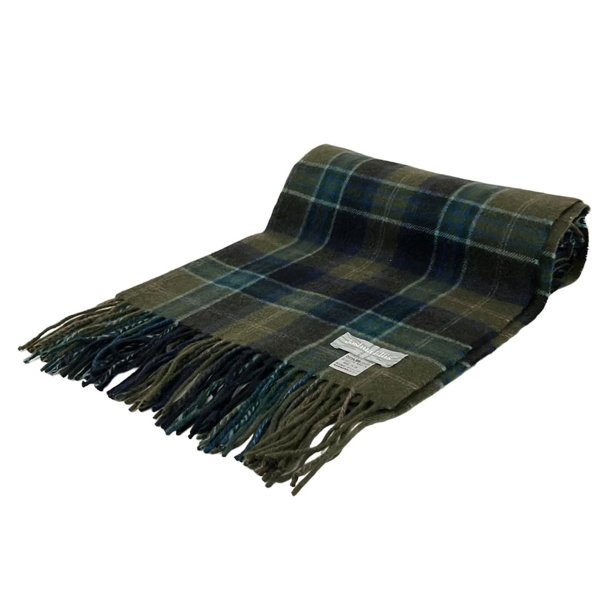 Joshua Ellis ジョシュアエリス ストール ショール イエローグリーン ブルーグリーン マルチ チェック柄 カシミヤ