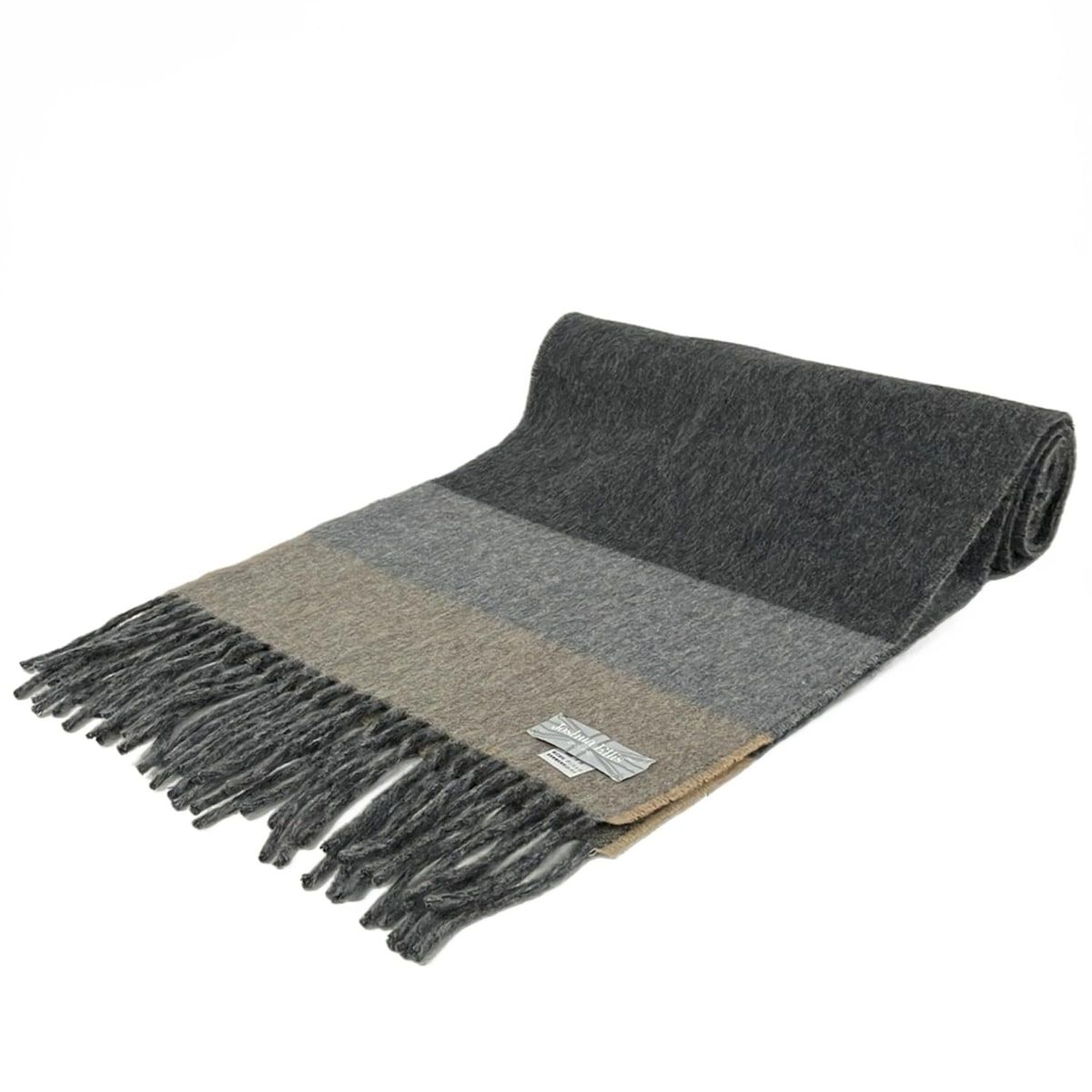 Joshua Ellis ジョシュアエリス マフラー - ダークグレー×グレー×ベージュ カシミヤ