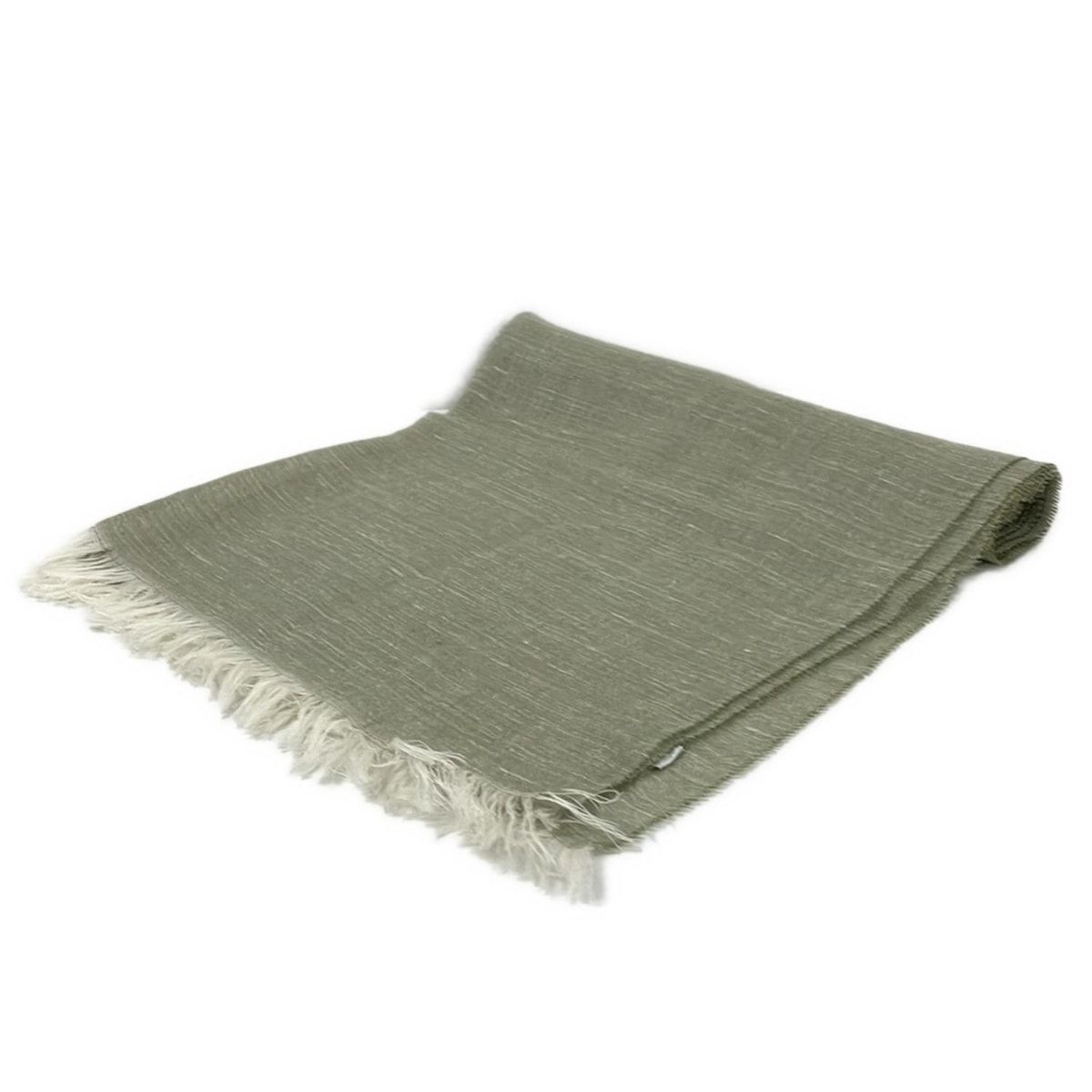 Joshua Ellis ジョシュアエリス ストール ショール グリーン 白 リネン ウール カシミヤ シルク