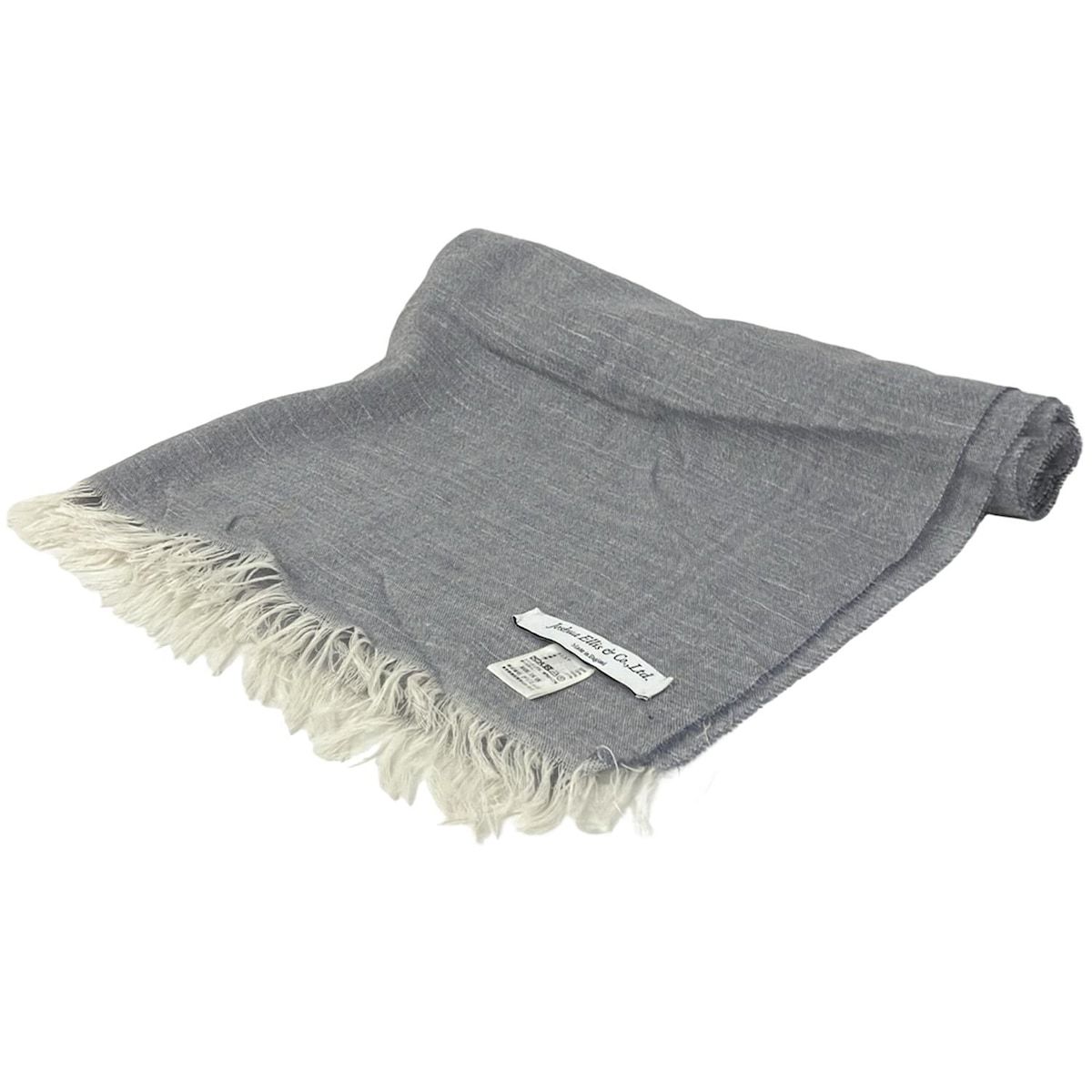 Joshua Ellis ジョシュアエリス ストール ショール - ネイビー×白 リネン ウール カシミヤ シルク