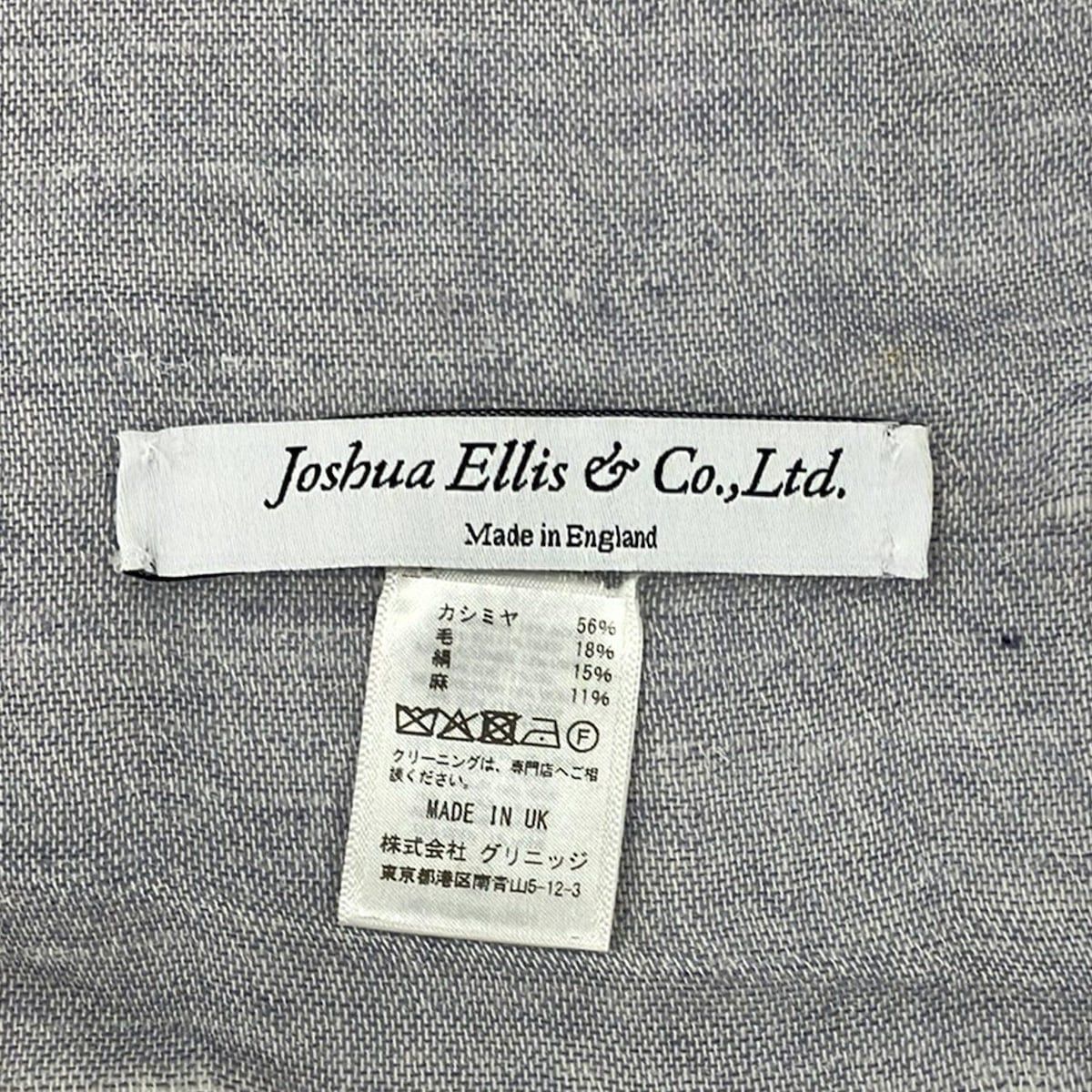 Joshua Ellis ジョシュアエリス ストール ショール - ネイビー×白 リネン ウール カシミヤ シルク