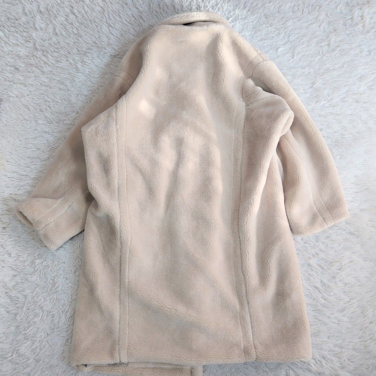 級 rectangle レクタングル テディベアコート ボア ロング ダブルチェスターコート アイボリー オーバーサイズ M GULLKHAN_COM