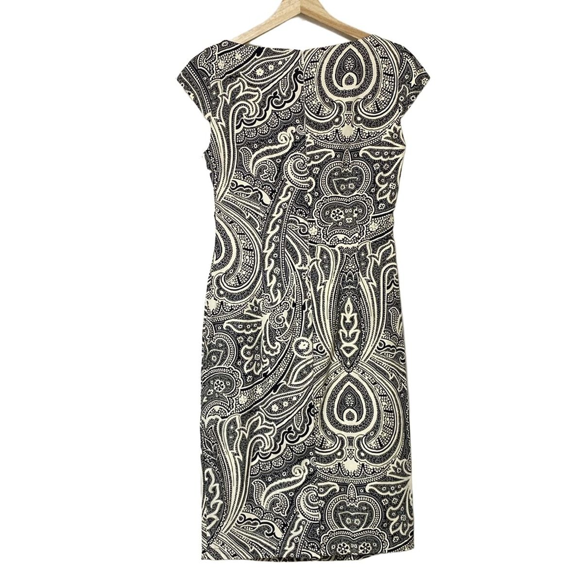 Max Mara マックスマーラ ワンピース サイズJ 38 レディース - 黒×アイボリー 半袖 ロング ペイズリー柄