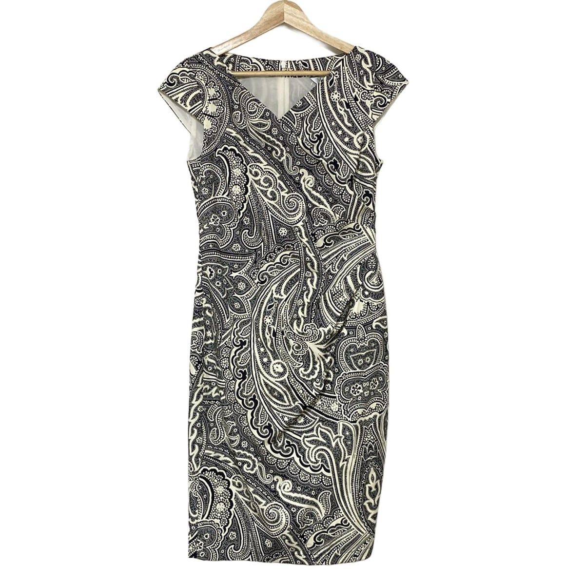 Max Mara マックスマーラ ワンピース サイズJ 38 レディース - 黒×アイボリー 半袖 ロング ペイズリー柄