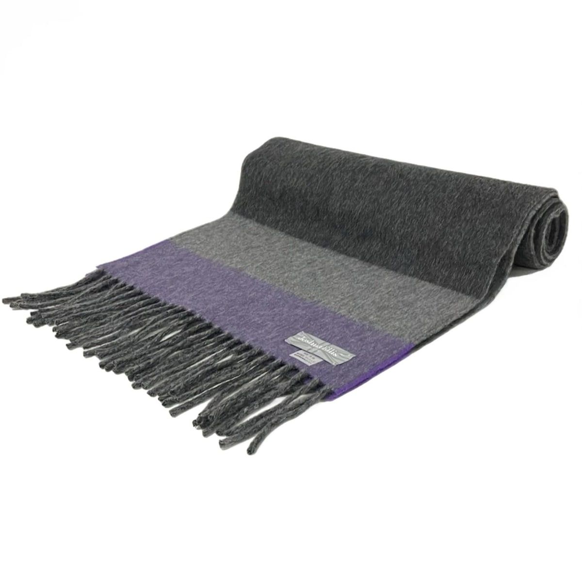 Joshua Ellis ジョシュアエリス マフラー ダークグレー グレー ライトパープル カシミヤ