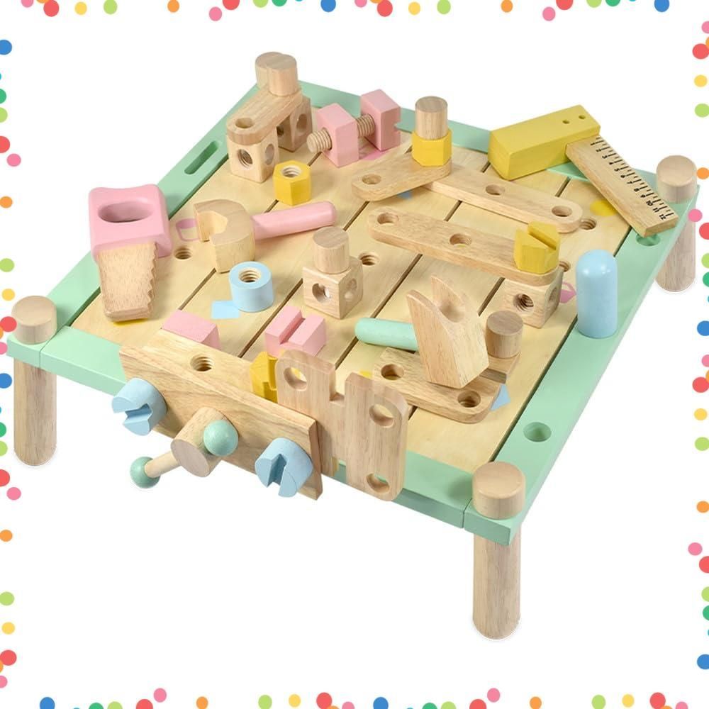 誕生日プレゼント 木のおもちゃ 2歳 知育玩具 男の子 大工さんごっこ カーペンターテーブル 女の子 アイムトイ エデュテ お手入れガイド付き Edut