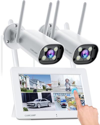 500万画素対応 タッチスクリーン 内臓バッテリー 防犯カメラ 屋外 ワイヤレス CAMCAMP IPSポータブルモニタ一体型NVR 監視カメラ 屋外 ２台セット 夜間 撮影 双方向音声 防水等級ip66 録画機能付き 工事不要 4cd847c6