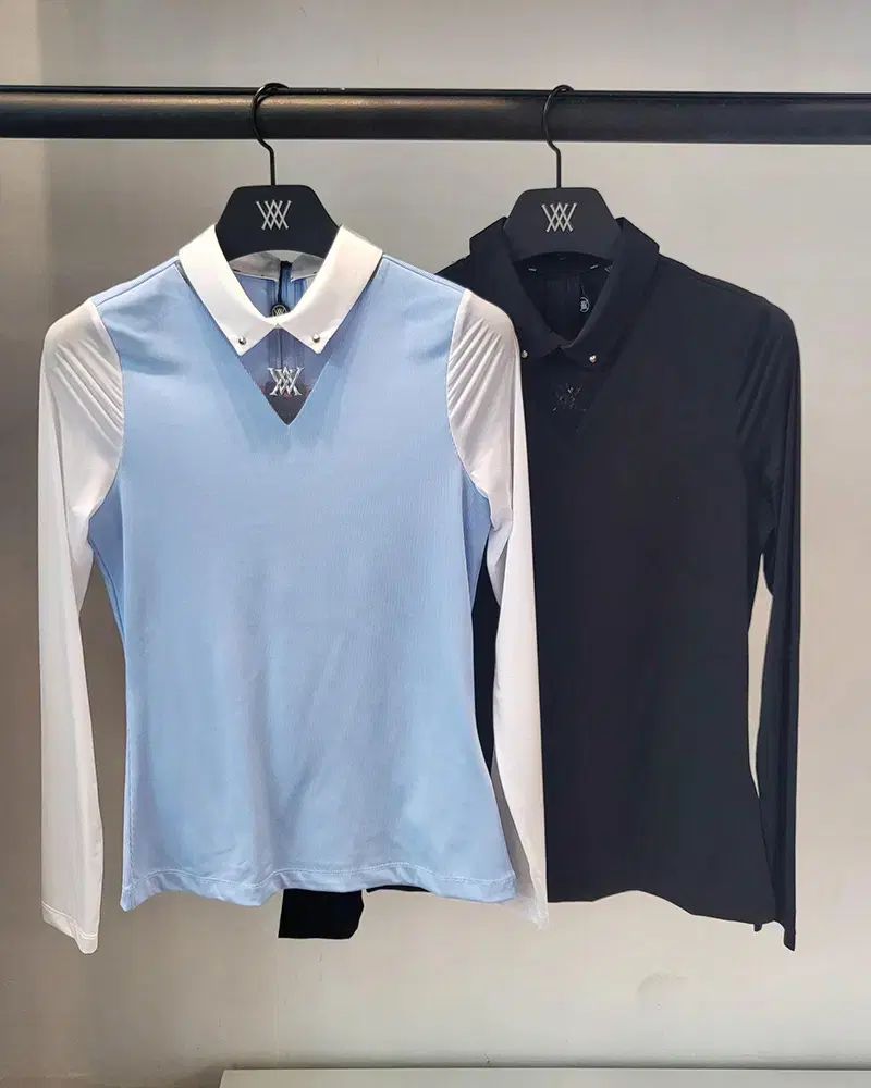 ANEW GOLF アニューゴルフ レディース トライアングル メッシュ ブロック ロング Tシャツ 2COLOR