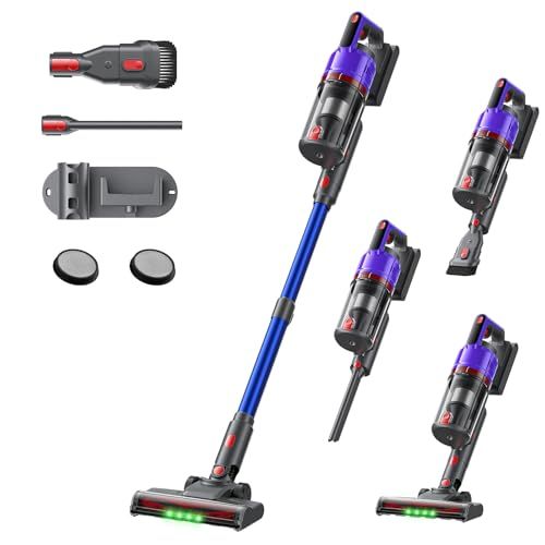 掃除機 コードレス 2025爆進化 58 kPa強力吸引 自立式 55分連続稼働 軽量 視感度最適グリーンLED搭載 スタンド不要 スティック ハンディ 2 WAY クリーナー サイクロン 充電式 低騒音 着脱式バッテリー 伸縮 d 0091 cec