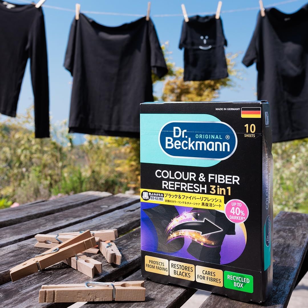  ドクターベックマン Dr Beckmann ブラック＆ファイバーリフレッシュ3 in 1 黒復活シート 入 衣類の黒色よみがえる 毛羽立ち除去 洗濯 洗剤 洗濯用品 おしゃれ着用 オリジナルカードセット 10シート 3箱 液体洗剤 洗濯洗剤