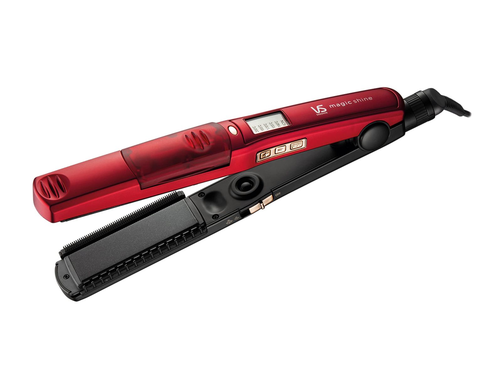 ヴィダル サスーン スチーム ストレート ヘアアイロン マジックシャイン マイナスイオン 5段階温度調節 レッド VSS-7102 RJ レッド 幅28×奥行3.6×高さ9.8cm 3 スリムタイプ