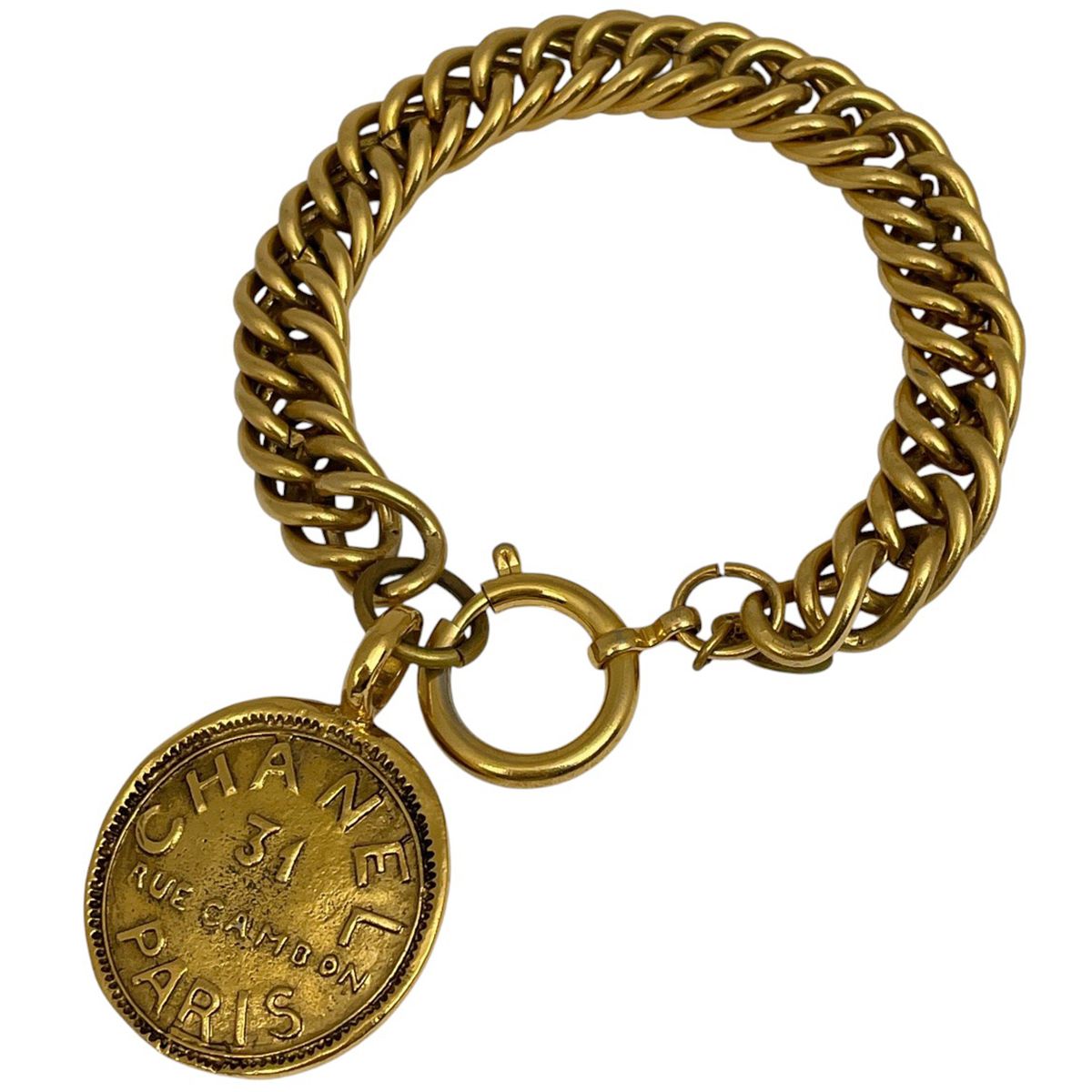 シャネル CHANEL ロゴ チェーン ブレスレット 腕輪 コイン ブレスレット GP ゴールド レディース