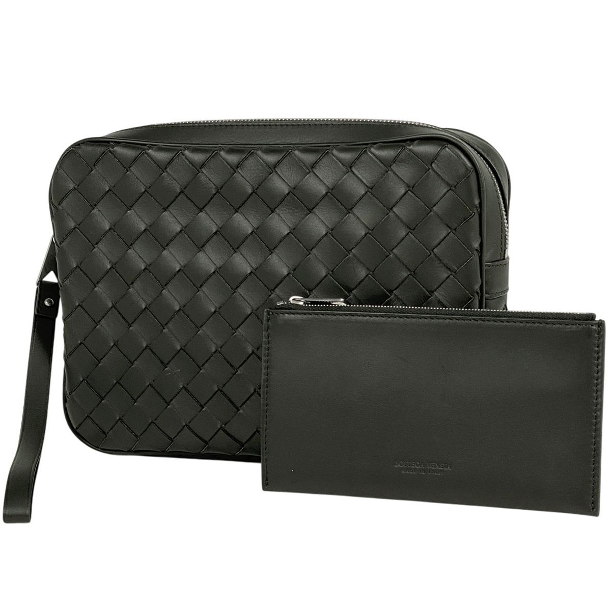 ボッテガヴェネタ BOTTEGAVENETA イントレチャート セカンドバッグ 編み込み ナッパ クラッチバッグ セカンドバッグ レザー ブラック レディース