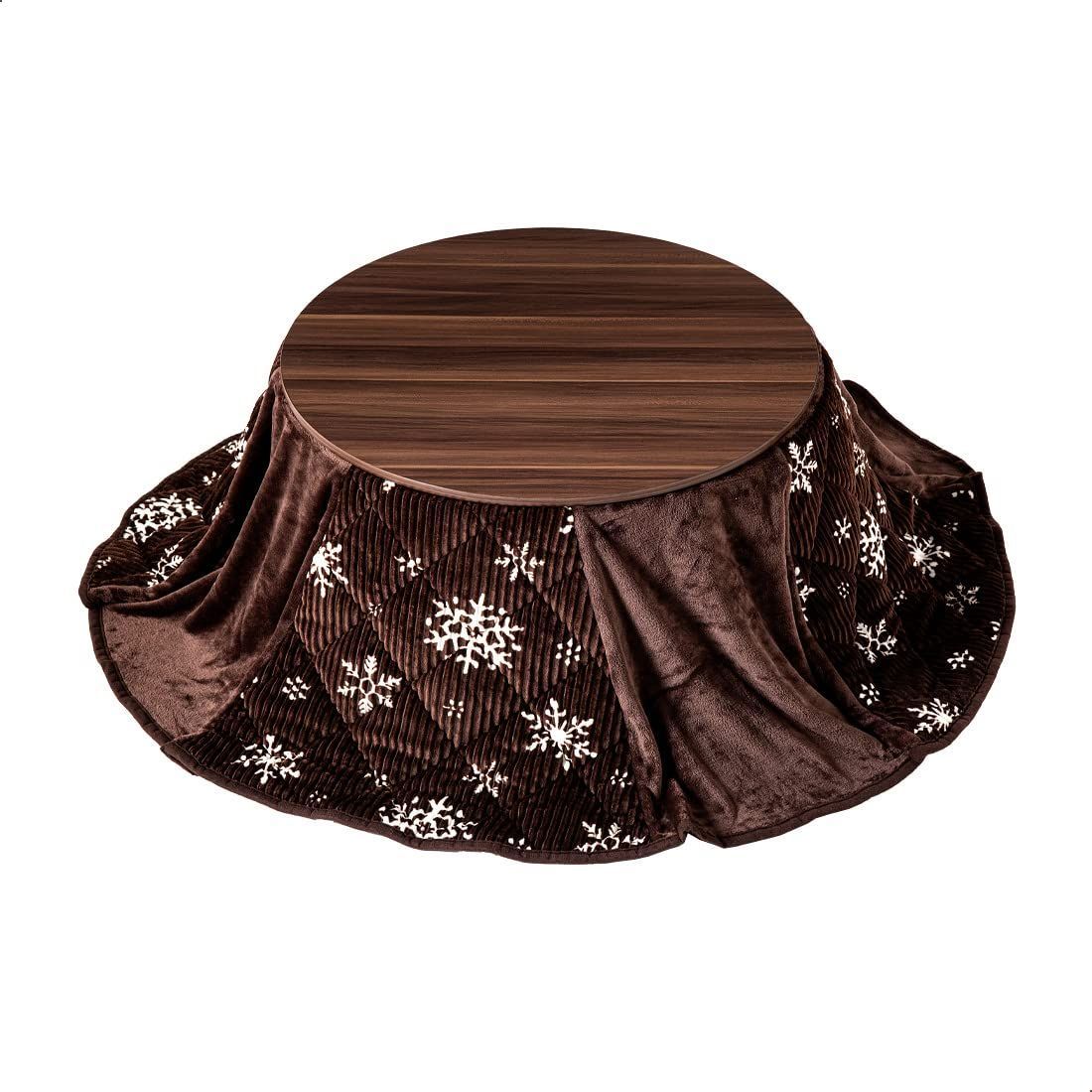 タンスのゲン こたつ 2点セット こたつ本体 掛布団 直径69cm 円形 木目 リバーシブル天板 省スペース 洗える コーデュロイ ダスティピンク 21300012 85437