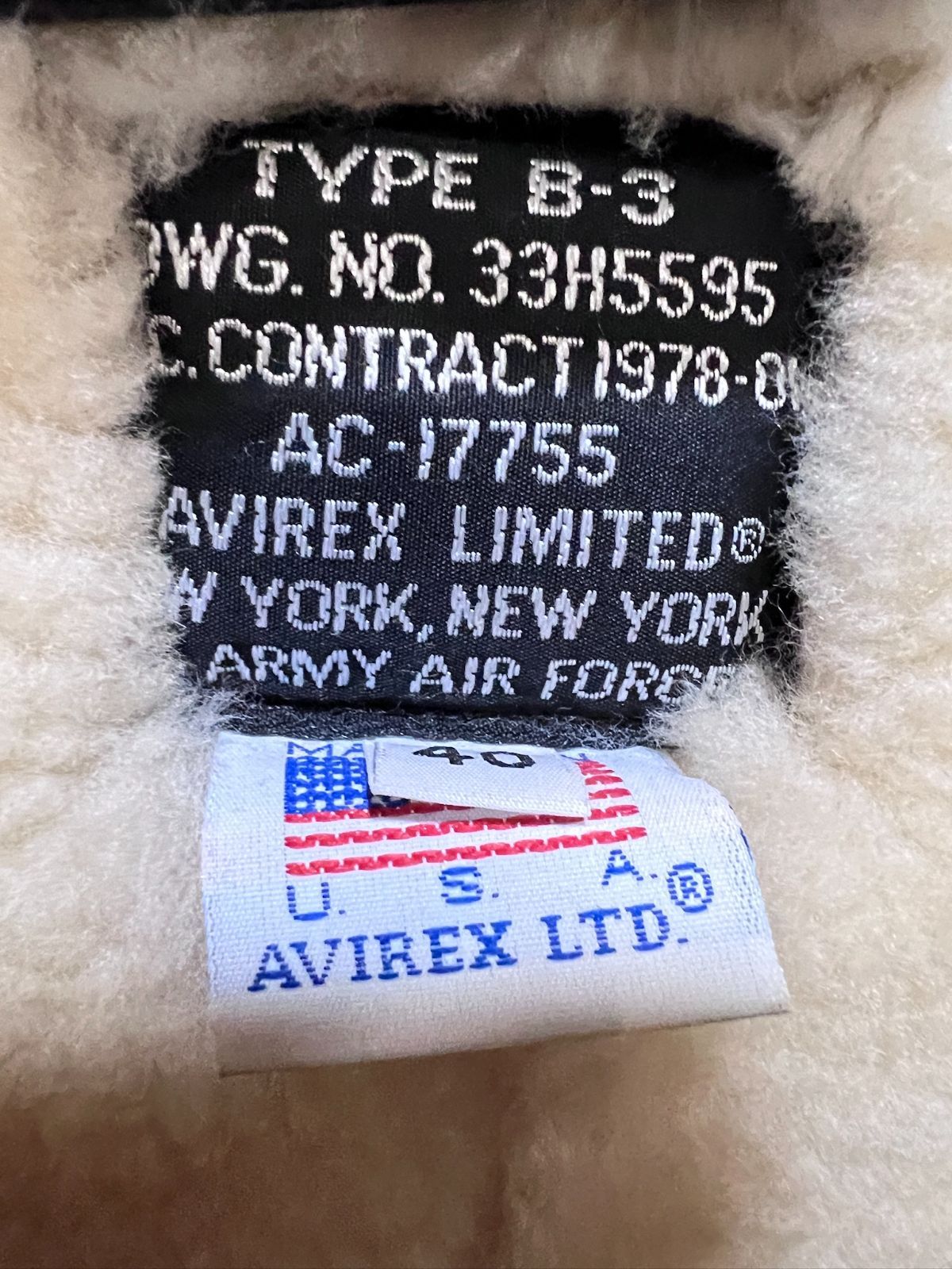 AVIREX B-3 ブラウン 40 アヴィレックス 米国製 アメリカ製 ムートン フライトジャケット KANDAIZUMI_COM