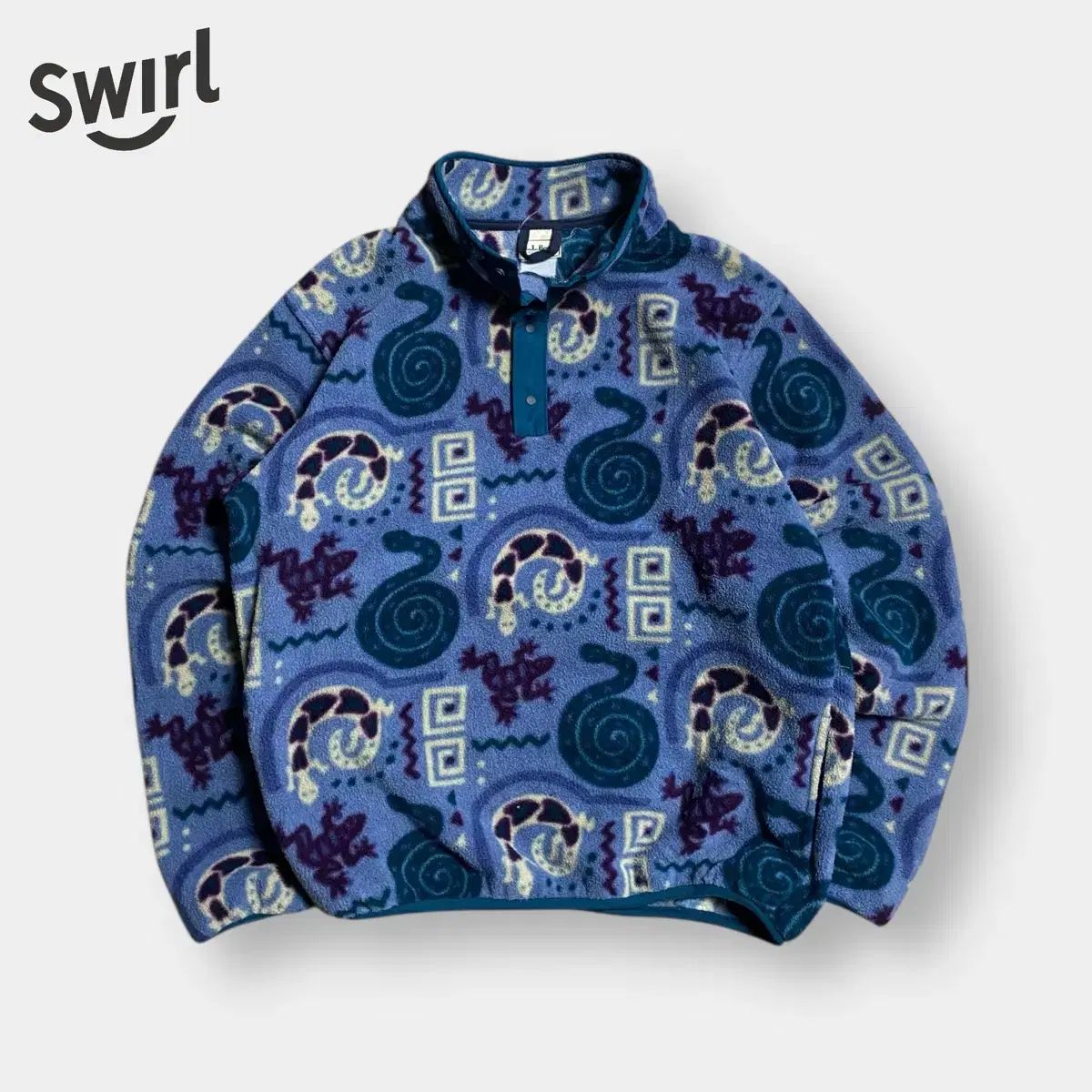 80 90s LLBEAN フリース ハーフスナップTシャツ