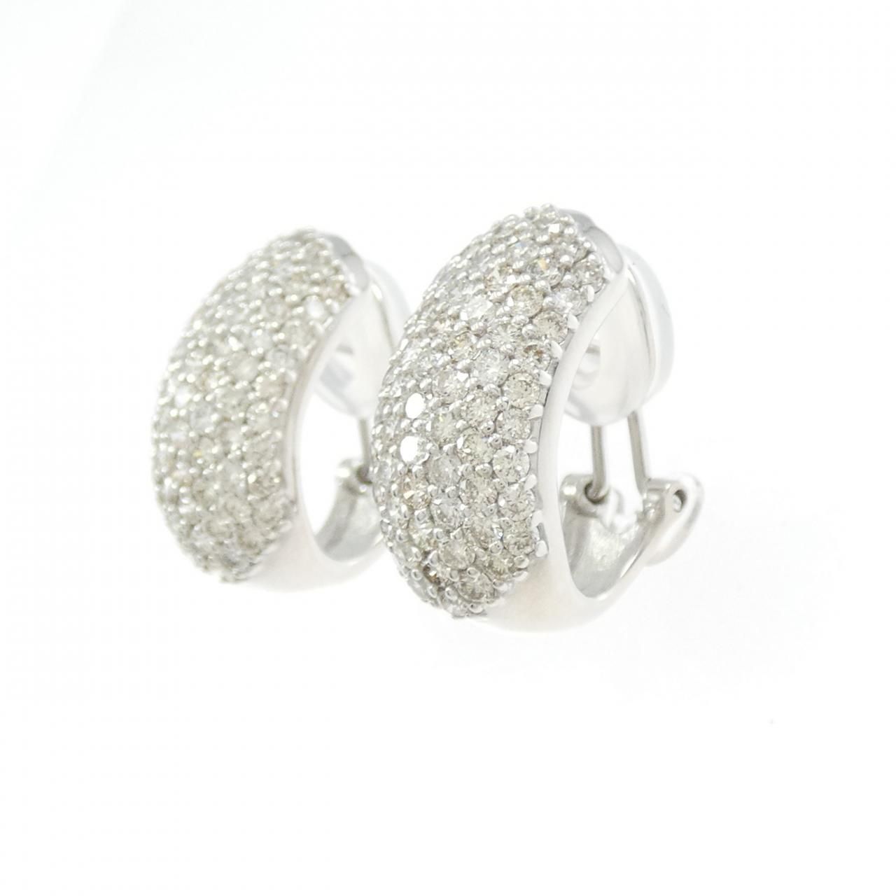 K18WG パヴェ ダイヤモンド ピアス 3.00CT