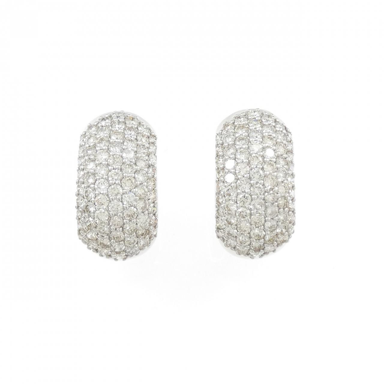 K18WG パヴェ ダイヤモンド ピアス 3.00CT