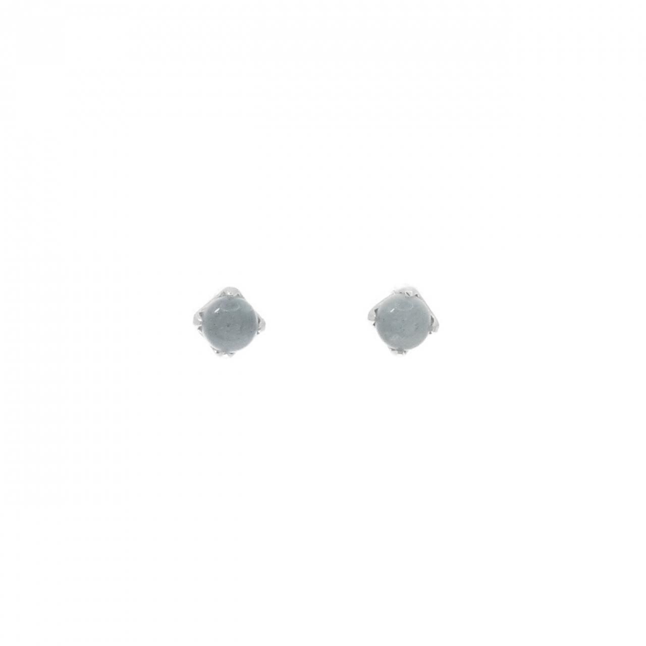 K18WG アクアマリンキャッツアイ ピアス