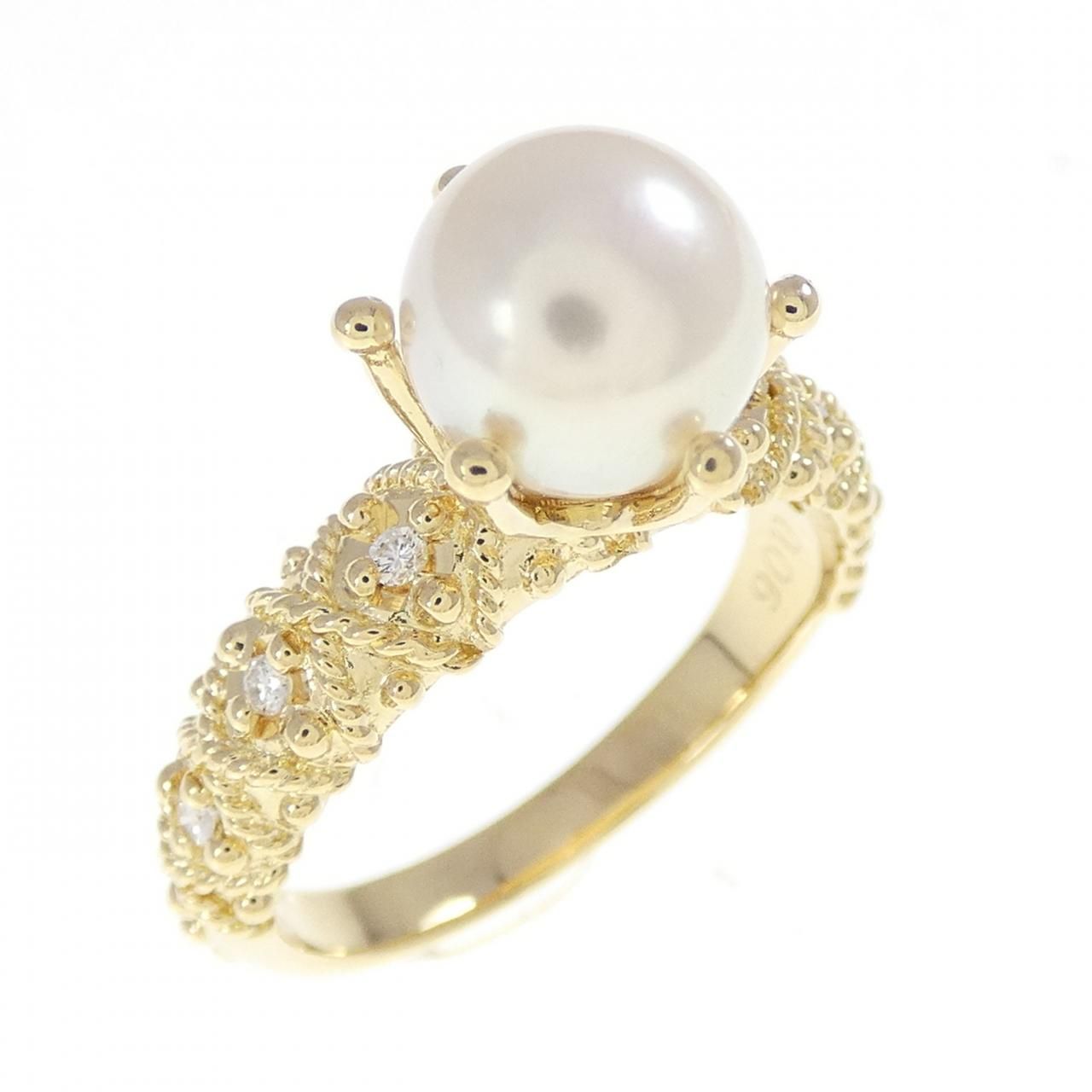 750 YG アコヤパール リング 7 4 mm