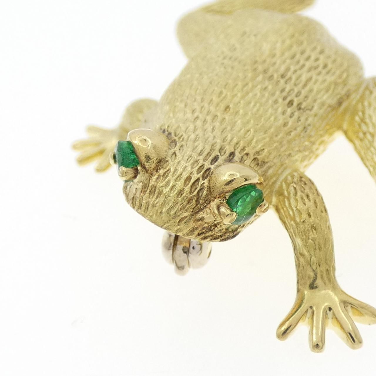 ヘンリー デュネイ フロッグ エメラルド ブローチ
