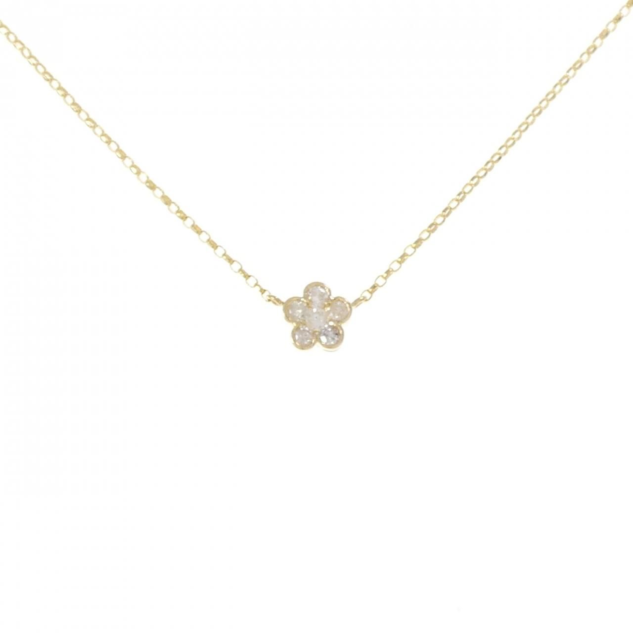 K18YG フラワー ダイヤモンド ネックレス 0.10CT