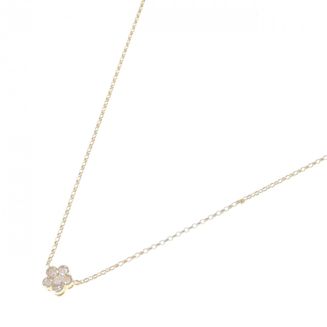 K18YG フラワー ダイヤモンド ネックレス 0.10CT