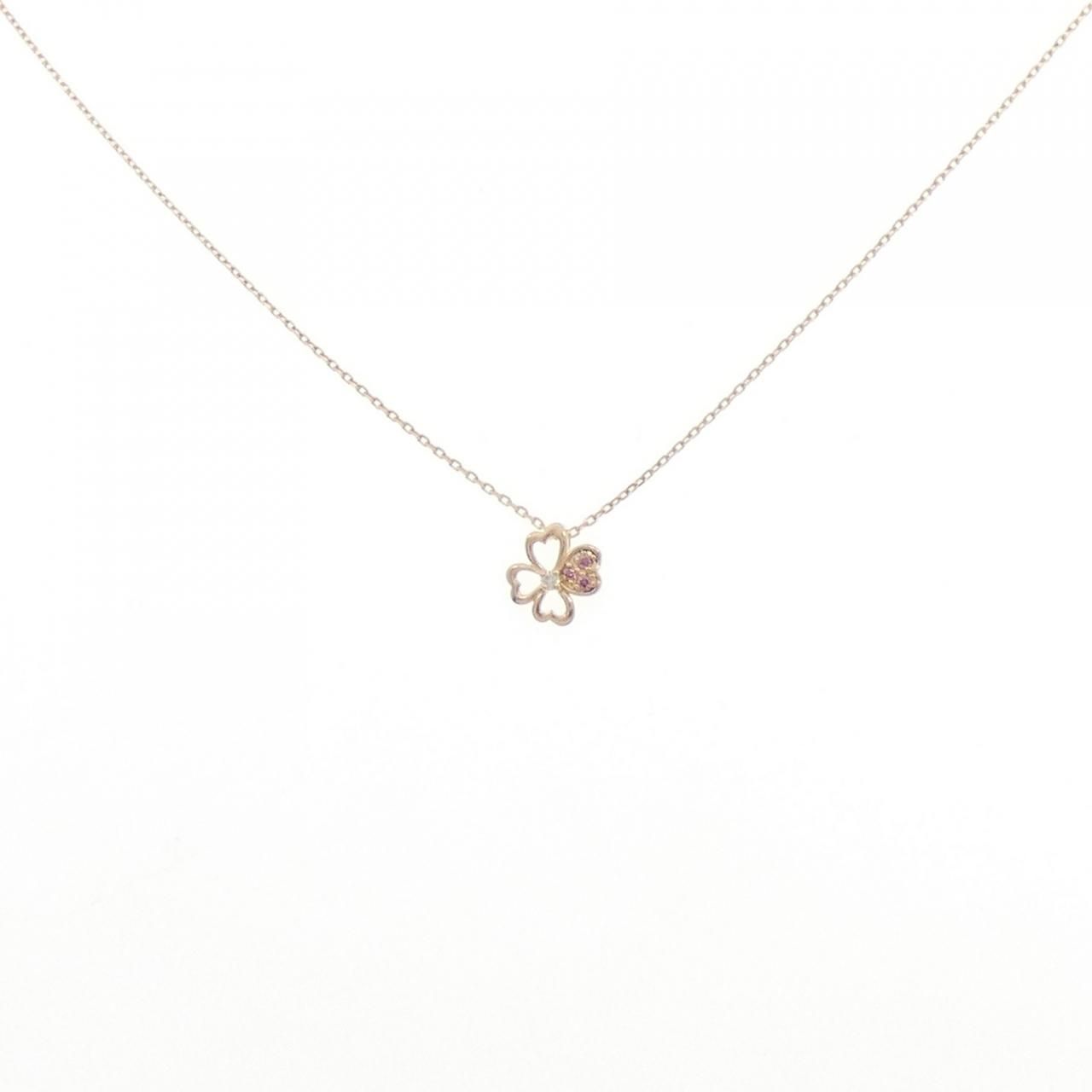 K10PG フラワー ダイヤモンド ネックレス 0.02CT