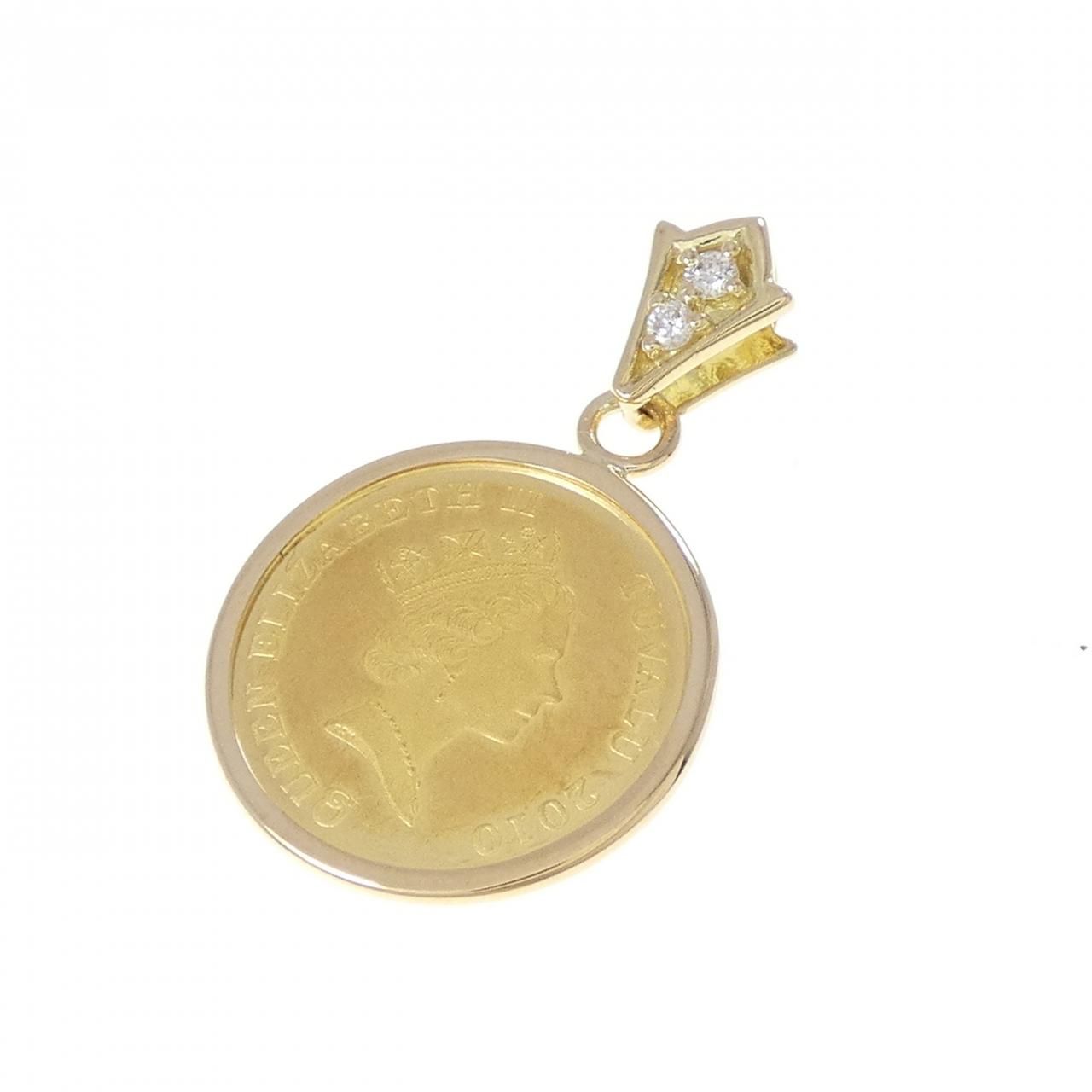 K18YG 枠 ダイヤモンド コイン ペンダント