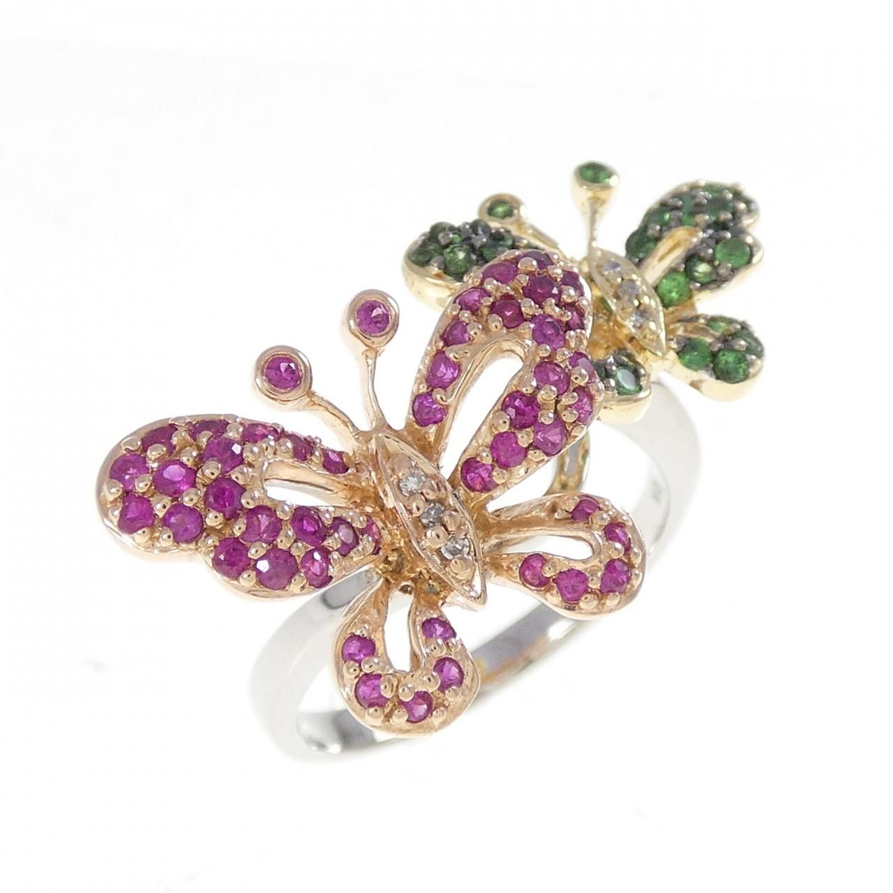 K18フォー バタフライ ストーン リング