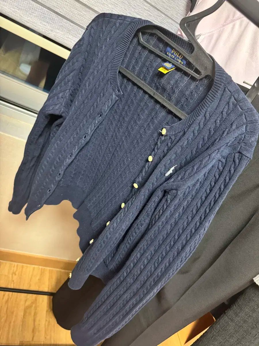 ポロガールズ ネイビー ケーブル カーディガン L