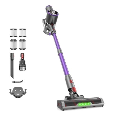 掃除機 コードレス 10月新登場 65Kpa超強力吸引 革新的自立式 革新版グリーンLEDライト 60分連続稼働 Laoynd コードレス掃除機 軽量 LED液晶ディスプレイ サイクロン掃除機 絡まないヘッド 一人暮らし 伸縮パイプ 8ae22ae0