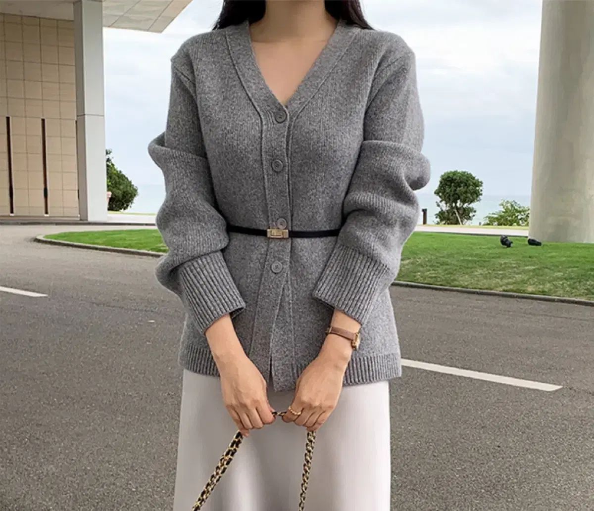  ウール LINE カーディガン グレー 長袖 カーディガン ボレロ アンサンブル