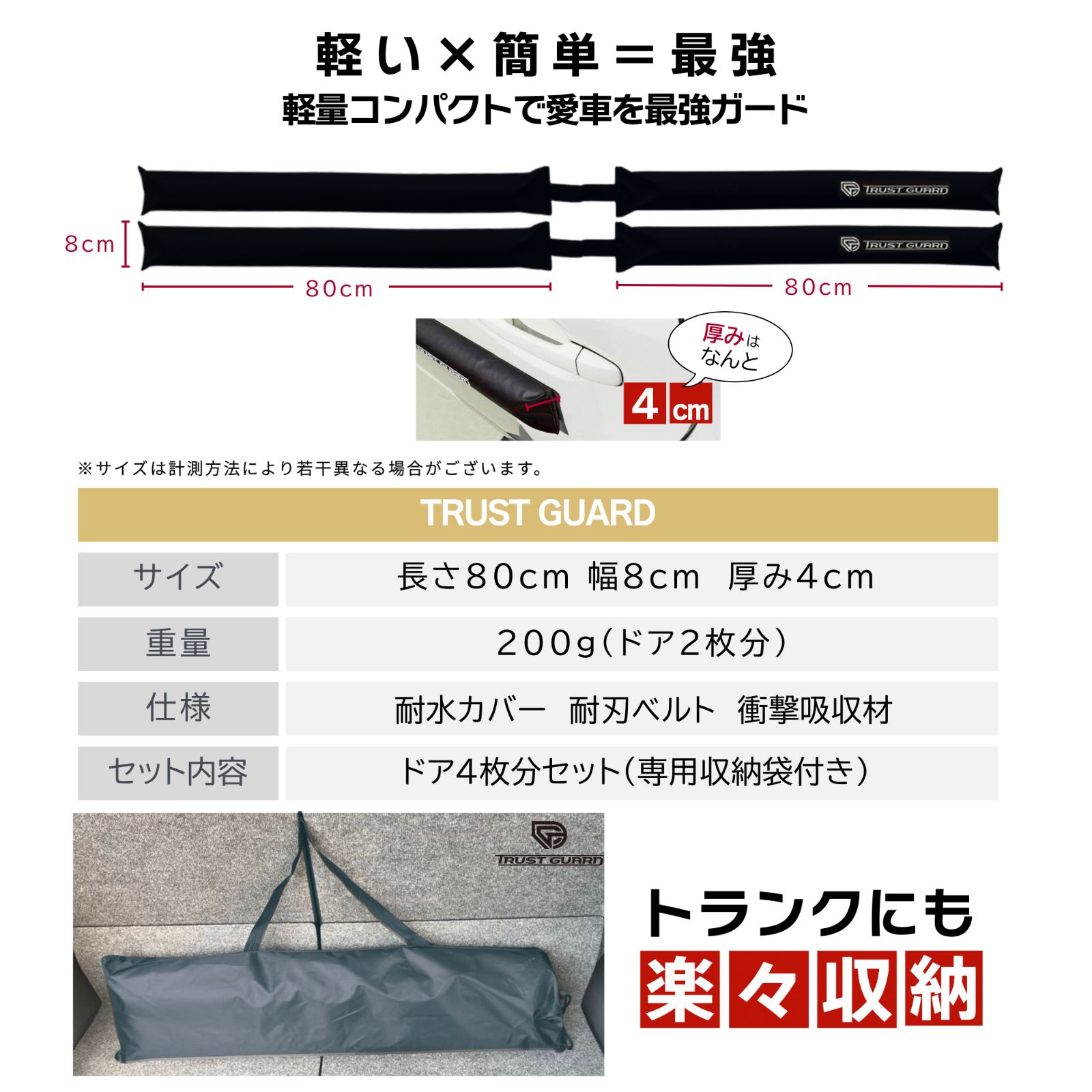 車のドア傷防止＆へこみ対策】TRUST GUARD ドアパンチガード 強力