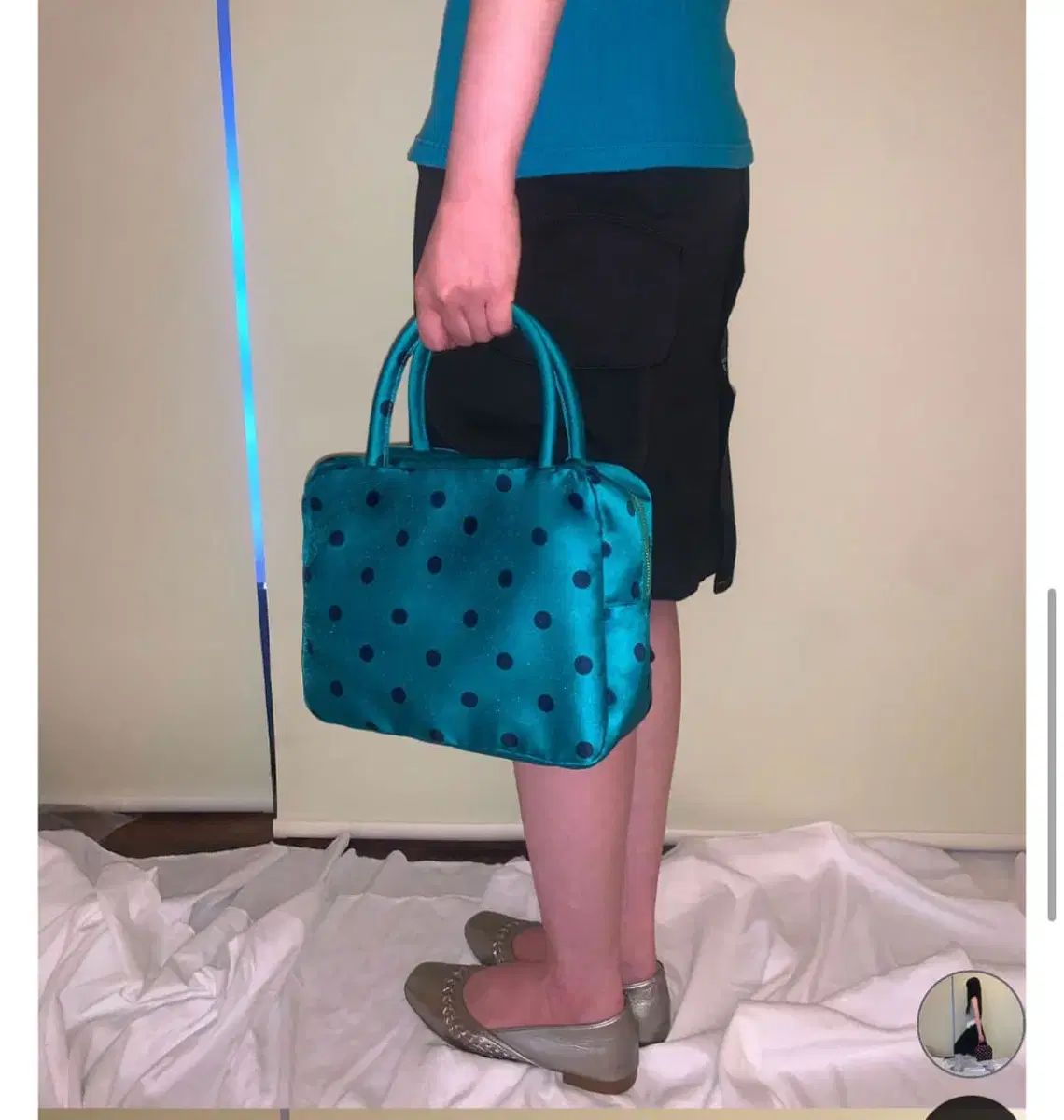 ピーチバスケット ポール ポルカドットバッグ グリーン