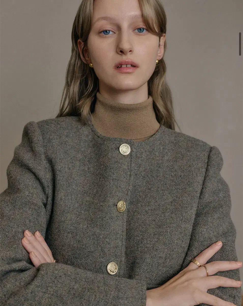 LOOKAST ベイビー アルパカ ツイード ジャケット _ カーキ