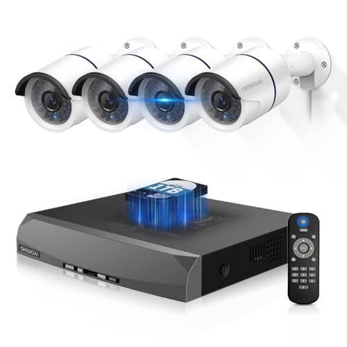 30メートル超強暗視 OHWOAI POE防犯カメラセット 防犯カメラ 屋外 POE給電 監視カメラ 4台 有線防犯 屋内 屋外防犯カメラセット 適格請求書発行可 49633269