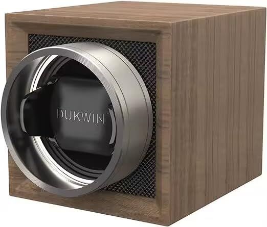 DUKWIN ワインディングマシーン 1本巻き ウォッチワインダー 腕時計自動巻き上げ機 時計ケース 静音 モーターを搭載 AC 電池電源 可伸縮表枕 ライト木目模様
