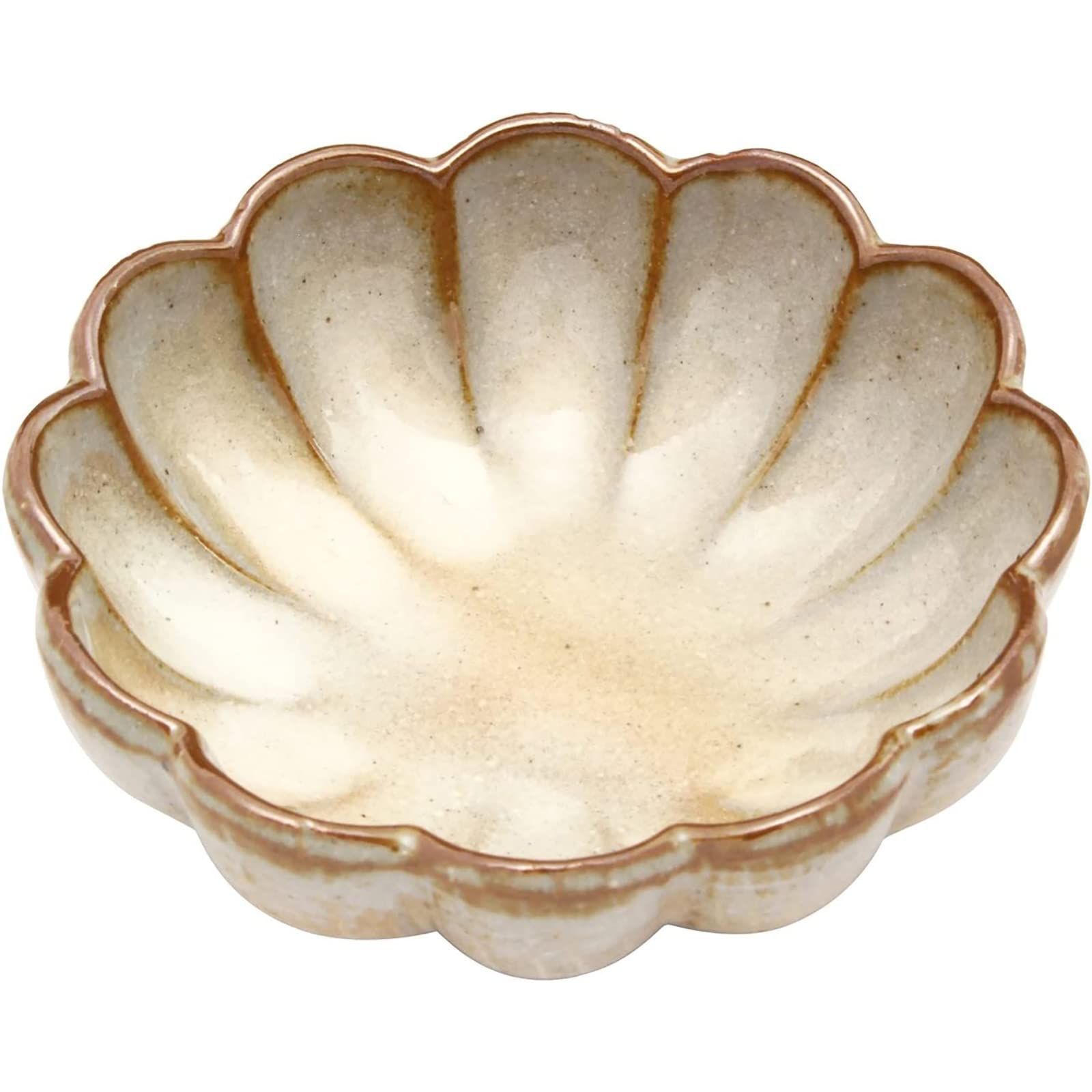 美濃焼 加藤健治 御本手 菊型 三つ足 小鉢 ボウル 皿 直径約11cm 食器セット 5個組 532-0036s