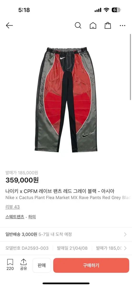 S ナイキ cpfm レイブ パンツ レッド グレー ブラック