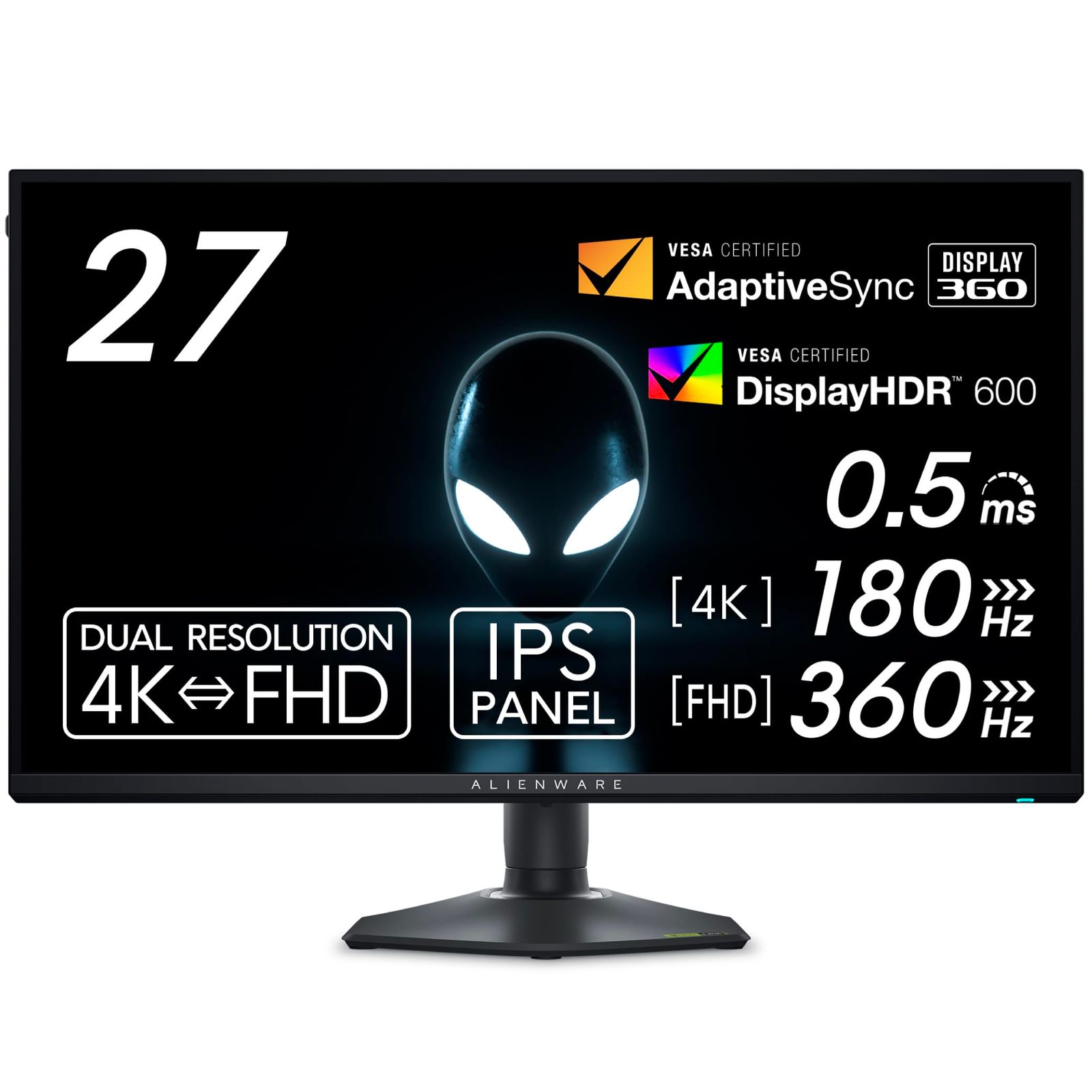 Amazon.co.jp Dell AW2725QF-A 27インチ デュアル解像度 4K FHD Alienware ゲーミングモニター 5年間無輝点保証 IPS 非光沢 DP1.4 IPS AW2725QF-A 4K 360Hz 5年保証