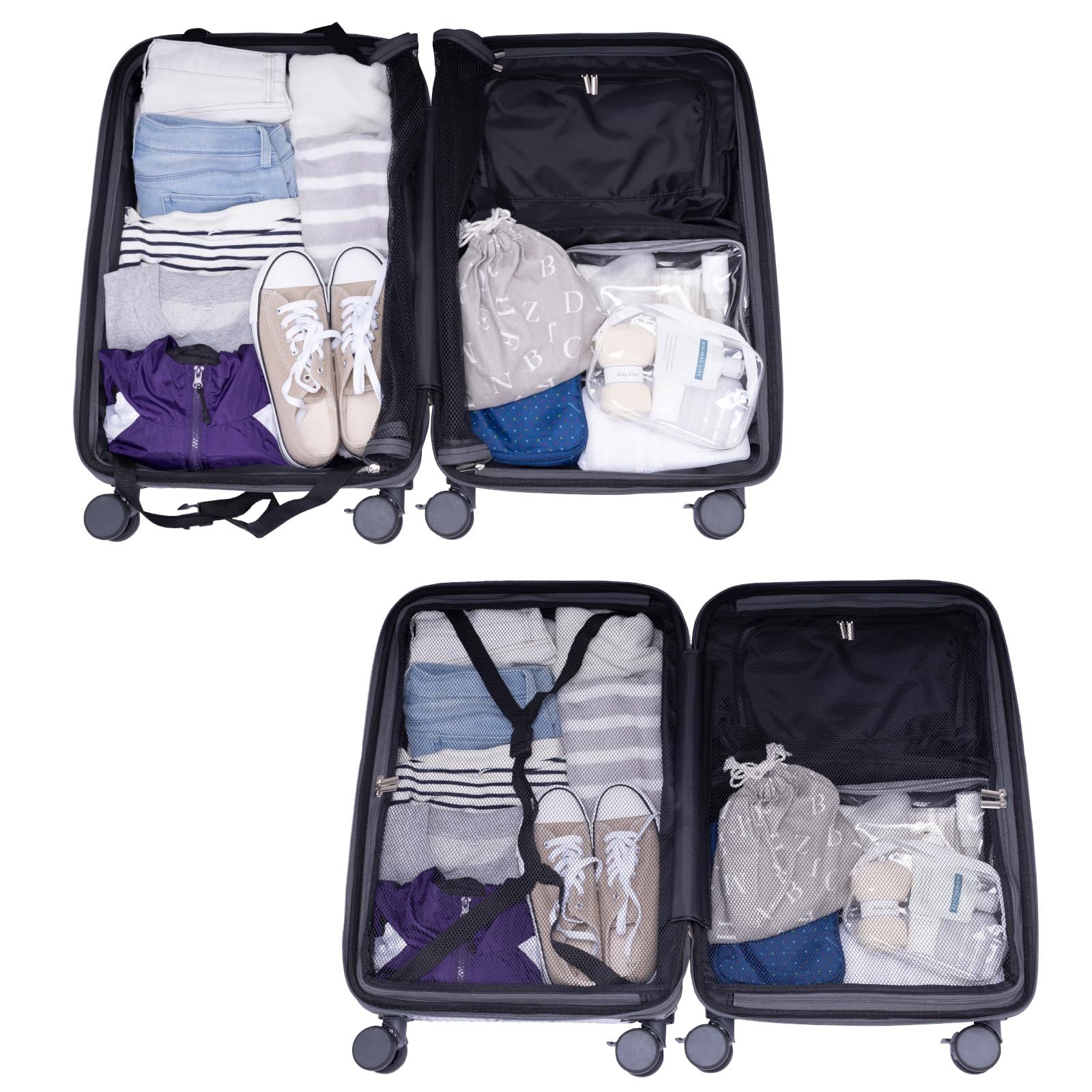 トラベリスト スーツケース キャリーケース ジッパー フロントオープン トップオープン ブレーキ付き 拡張機能 Accel アクセル アイボリー アイボリー Sサイズ