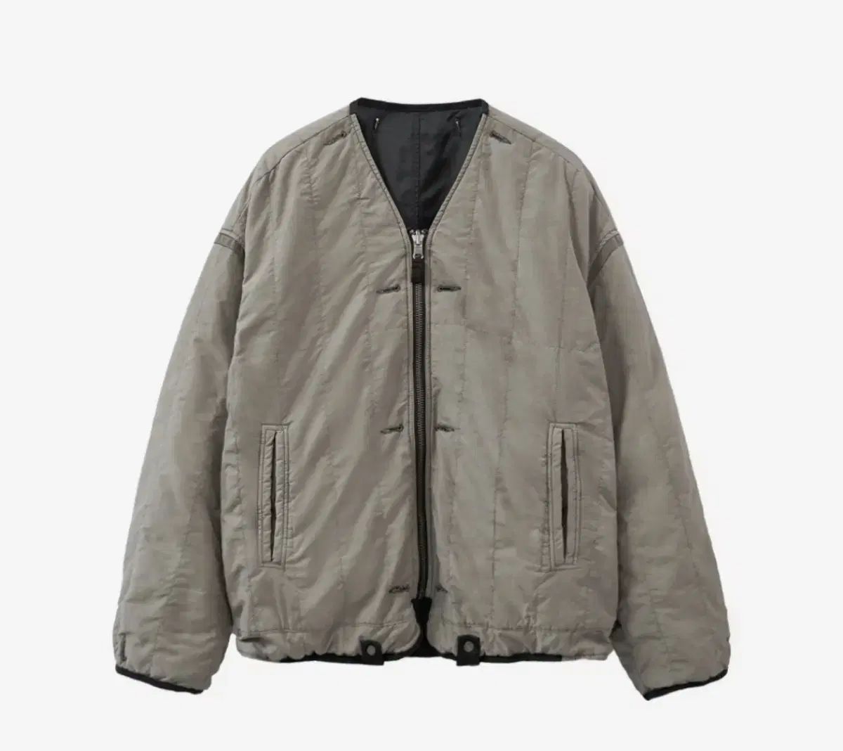 2 POLYTERU リバーシブル ライナー ジャケット ブラック - グレー ベージュ