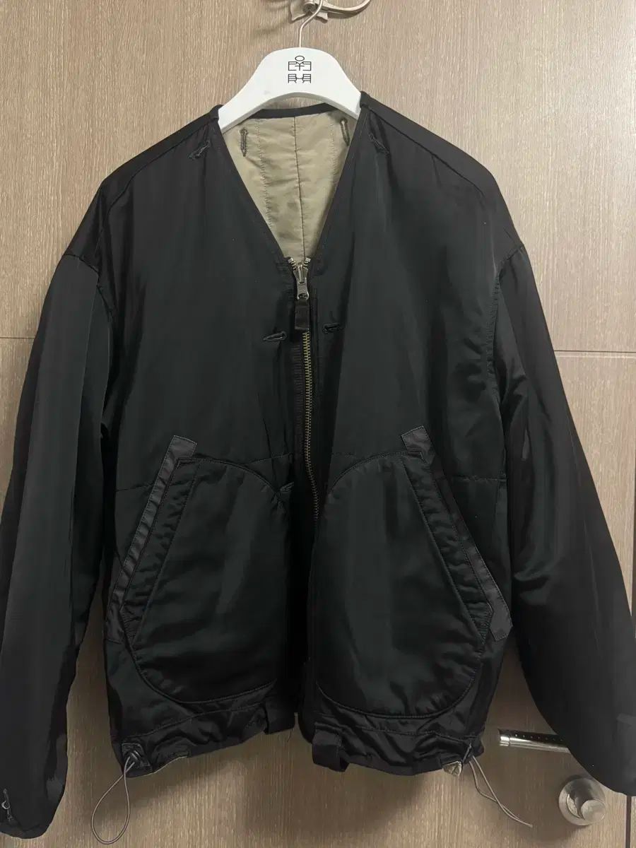 2 POLYTERU リバーシブル ライナー ジャケット ブラック - グレー ベージュ