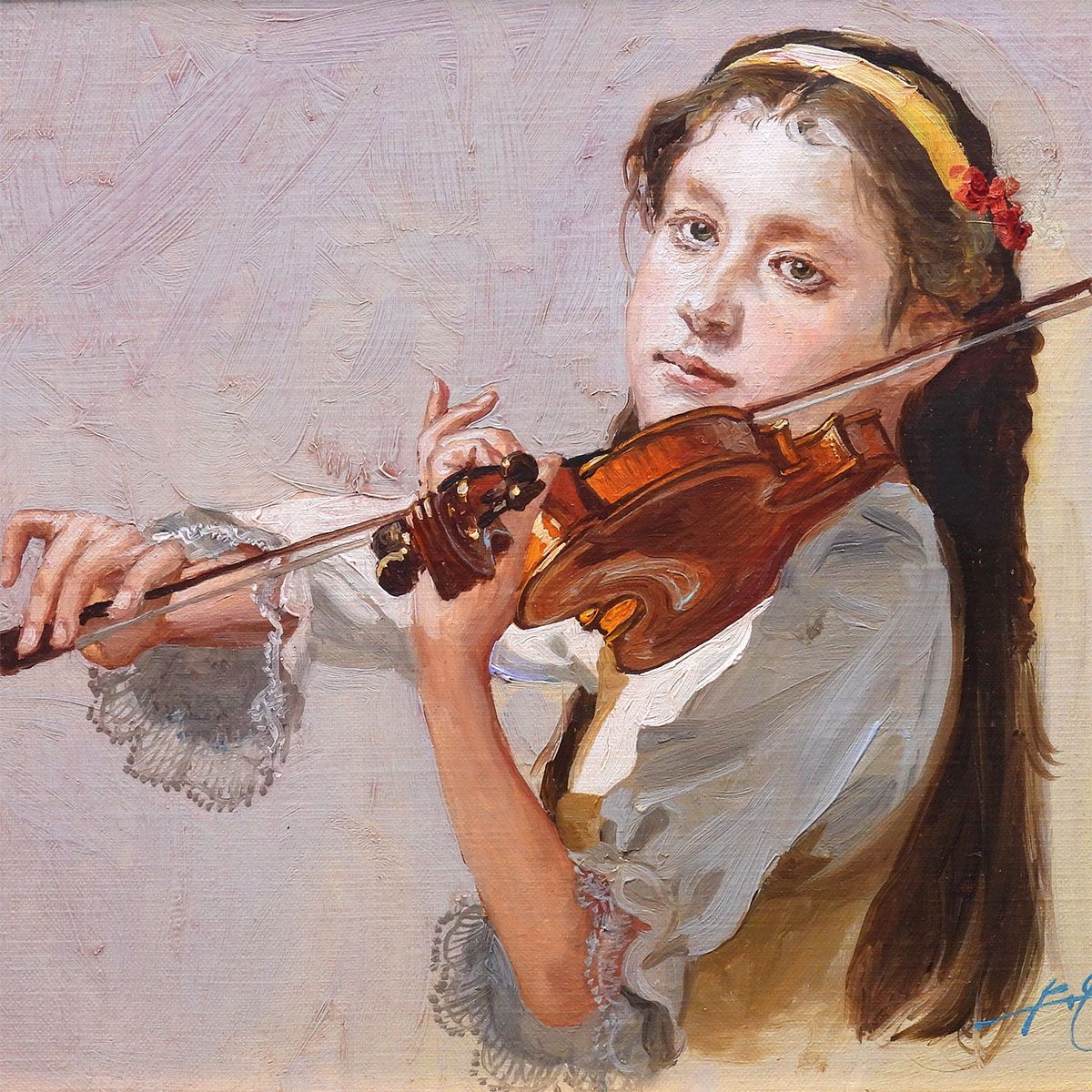 奥龍之介 メロディー 油彩3号 人物画 共シール 女性像 少女像 美人画