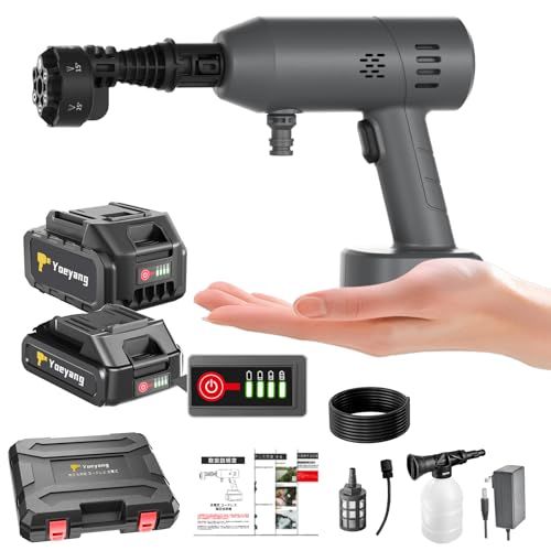 高圧洗浄機 8 5 MPa強化版 超軽量560 g 監修 ミニ高圧洗浄機 コードレス 充電式 出水量20％拡大 残量表示 PSE認証済み バッテリー 合計容量30000 mAh マキタバッテリー互換 m超柔軟ホース 6 in 1ノズル