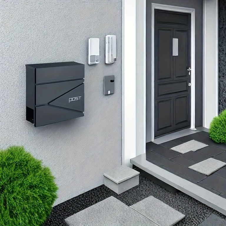 ステンレス製＆大容量 OTAVILEM 郵便ポスト スタイリッシュなデザイン 壁掛け 据え置き グレー シルバー 玄関を彩る グレー