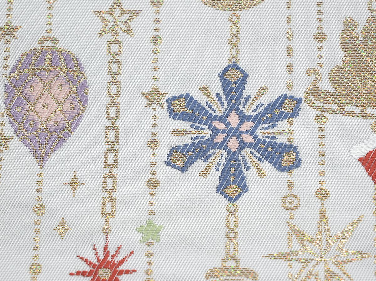 新品未仕立 西陣織 九寸名古屋帯 クリスマス オーナメント オフ