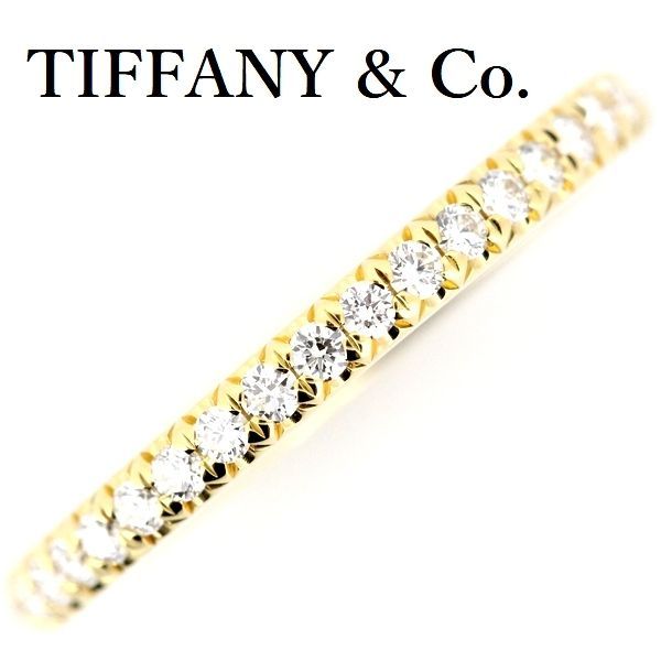 ティファニー ソレスト ダイヤモンド バンド リング 20P K18YG 9号